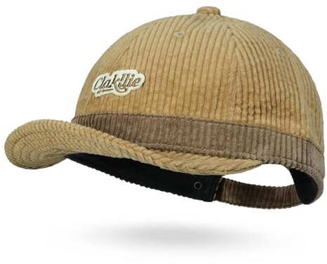 Clakllie Vintage basebollkeps med kort brätte för män snygg 6-panels-basebollkeps av manchester kort brim snapback-keps justerbar solhatt löpning pappa keps, CDGE-CKSB01-Khaki, one size