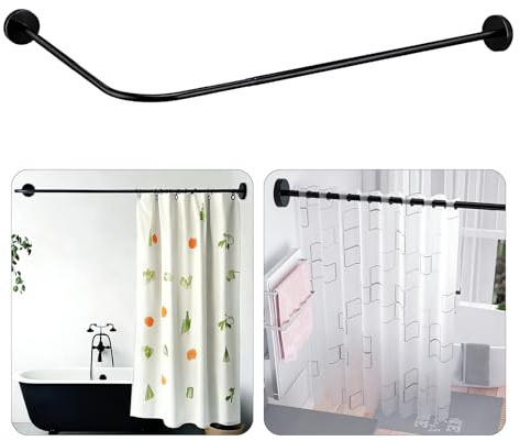 Shower Curtain Rods, L Shape (62-92 x 98-167 cm) Curved Bathtub Rail