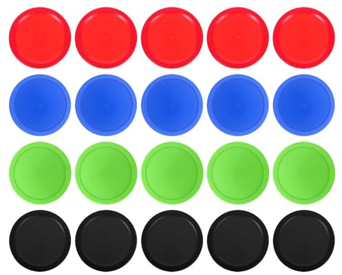 DOITOOL Discos de Hockey de Aire 64 Mm de Plástico Avanzado, 20 Piezas Multicolor (Rojo, Azul, Negro, Verde) para Mesa de Hockey de Aire, Accesorios para Juegos de Mesa y