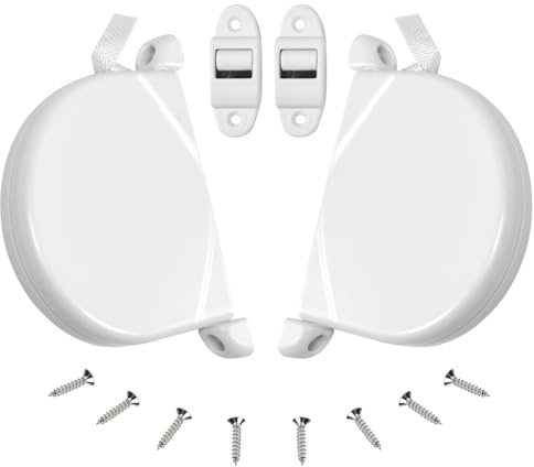 Linzerry 2 Recogedores de Persiana Exterior, Enrollador de Sobreponer con Cinta 14mm x 5m, Recogedor Persiana 180° Orientable con 2 Guías, Distancia Entre Agujeros 153mm para Pared o Marco de Ventana