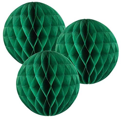 14(35CM) Paper Honeycomb Balls (Pack of 3) Several Colours Available (Green)
