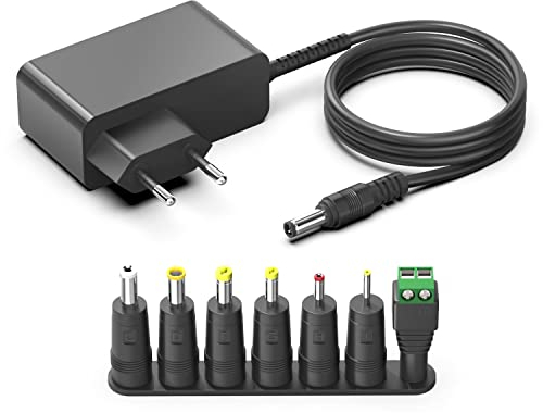 HKY 12V 2,5A Universal Netzteil Ladegerät Ladekabel Adapter für LED Streifen Wasserpumpe Drucker Scanner Router DVD Player Externe Festplatten Kamera Radio Stromversorgung Medion E2221T MD Akoya E3215