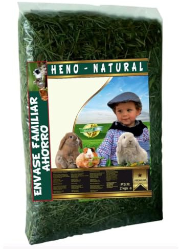 Pilesan Heno Natural para Conejos y Roedores 2Kg | No Prensado, Rico en Fibra para Digestión Saludable y Cuidado Dental | Ideal para Cobayas, Chinchillas y Otros Roedores