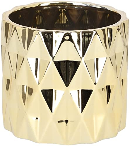 KOTARBAU® Keramik Blumentopf Übertopf Glasiert Gold Zylindrische Form Innenbereich ⌀ 120 mm