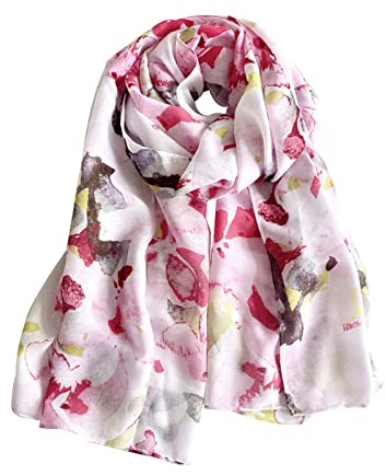 LumiSyne Echarpe à Chevrons Femme Fleurs Papillon Imprimé Echarpe En Coton Long Doux Foulard Légère Châle De Protection Solaire Etoles Printemps Été Plage