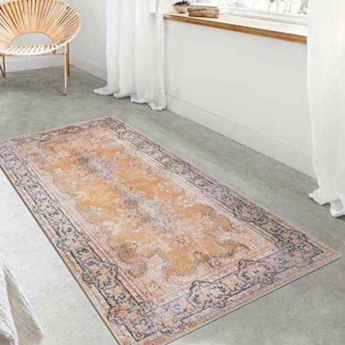 TALETA Teppich Läufer Flur, Schlafzimmer Teppich Läufer, Küchenläufer, Küchenteppich waschbar rutschfest, Flurläufer lang - rot, 80 x 150 cm