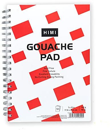 HIMI Gouache Pad de 160 g, 50 hojas de papel mixto, encuadernado con alambre lateral, textura fina, bloc de arte acrílico gouache para bocetos, cuaderno de bocetos de tinta, suministros de arte, bloc