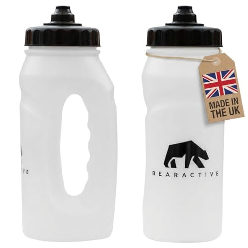 Bearactive Running Bottle Lightweight 500 ml Handheld Sports Water Bottles with Valve Sprout - BPA Free Plastic and Leak Proof - Runners Hand Grip Bottle for Jogging, Hiking, Gym (Black)