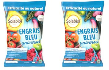 SOLABIOL Engrais Bleu Universel - Solabiol | Lot de 2 soit 8 Kg | 2 en 1 Croissance Rapide & Nutrition Longue Durée | SOBLEU4X2