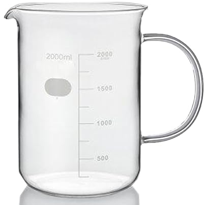 Bägare Med Handtag, 300-2000 Ml, Borosilikatglas, Hög Transparens/Observera Reaktion I Bägare, Lätt Att Mäta+ Lätt Att Hålla, Med Hällpip, För Kök/labb,2000ml