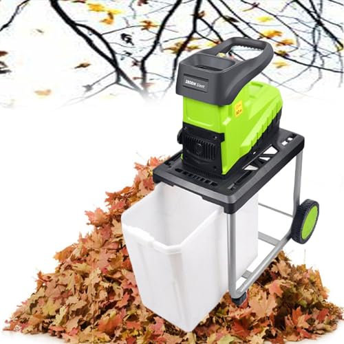 Hachoir à branches amovibles de 45 mm, broyeur de branches électrique multifonctionnel 2800 W 5000 tr/min, coupe directe de 45 mm, avec boîte de collecte de 60 L, avec roues, pour jardin, arrière-cour