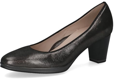 CAPRICE Escarpins Femme en Cuir Élégants, Argent (DK Grey Metal.), 39 EU