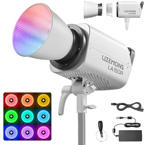 Godox LA150R RGB LED Video Light Luz de vídeo 330W 102000Lux@1M Studio Bright Luz Continua de Fotografía,1800K-10000K Bowens Mount LED Foco de Luz Continua para Videografía