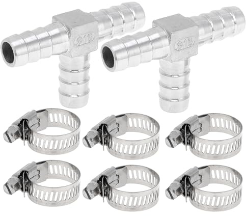 TUCKBOLD 304 Stainless Steel Hose Barb Fittings 5/8 t Shaped 3 Way Connector for Air Water Oil Gas Fuel 1 Set Silver Tone