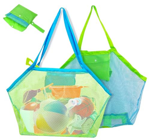 2 Pièces Sac de Transport et Rangement Jouets de Plage en Maill Grand - idéal pour Le Stockage des Enfants