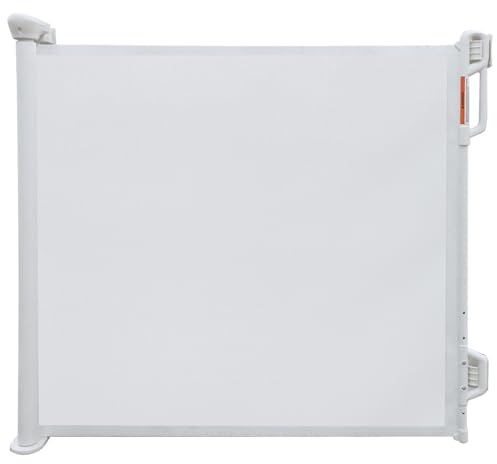 Puerta de seguridad para bebé retráctil/puerta de red para perros, adecuada para uso en interiores y exteriores, se extiende hasta 55 de ancho, gris (White, Le Standard)