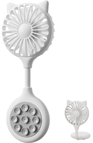 Tomedeks Suction Cup Portable Fan, Portable Fan with Mobile Power Supply, Battery Powered Pocket Fan, USB Powered Collapsible Personal Fan,hand fan,mini fan handheld (White)