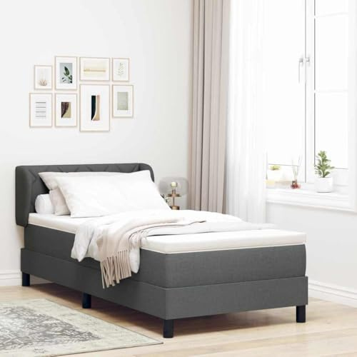 vidaXL Lit boxspring avec Matelas Gris foncé 100 x 200 cm Tissu, Lit réglable, Cadre Moderne, Ergonomique, Essentiel pour Un Sommeil, Solution reposante, literie Luxueuse