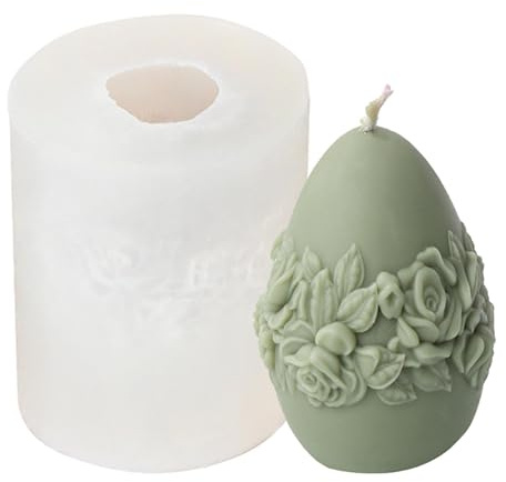 Molde de huevo de Pascua, Moldes de silicona para velas de Pascua con dibujo en relieve de flor de rosa, Molde para hacer velas de Festival, manualidades DIY, suministros para fiestas de y prim