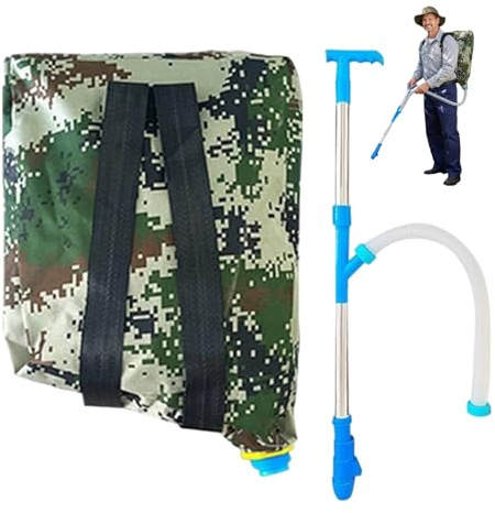 Bemonew Spandiconcime per prato e giardino con zaino, applicatore manuale per fertilizzante per prato e giardino, strumento portatile per spargere semi per alberi da frutto di mais