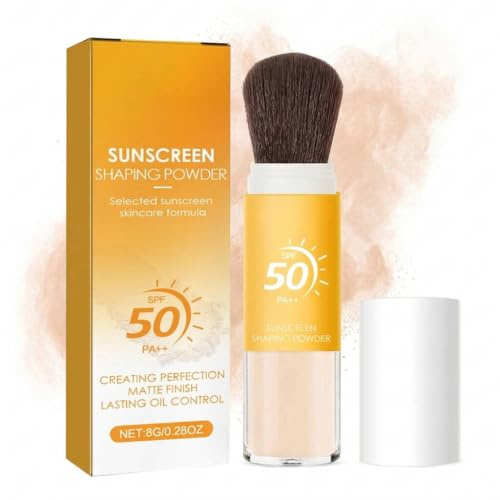 Polvo Fijador Mineral con Protección Solar, FPS 50 PA++ Polvo Solar para Rostro y cuero Cabelludo Con Brocha - Mineral y Cosmético, Translúcido, Control de Grasa, Duradero, Ligero, Transpirable
