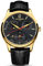 CARNIVAL Herren-Armbanduhr mit kinetischem Display, Automatikuhr, Edelstahl, Saphir, wasserdicht, Leder, Schwarz, Goldfarben/schwarzes Zifferblatt, Mechanisch