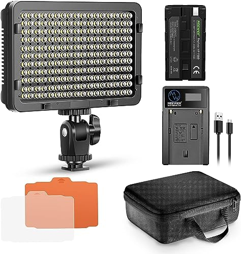 Neewer Dimmable 176 LED Video Light 5600K on Camera Light Panel Compatible with Canon Nikon Pentax Panasonic Sony and Other Digital SLR Cameras for Photography