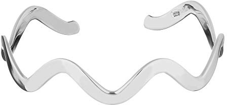 Silverly Bracciale Rigido Ondulato a Zig-zag in Argento Sterling 925 per Donna | Bracciale Rigido Moderno a Onde | Design Semplice e Ondulato | Gioielli Minimalisti ed Eleganti