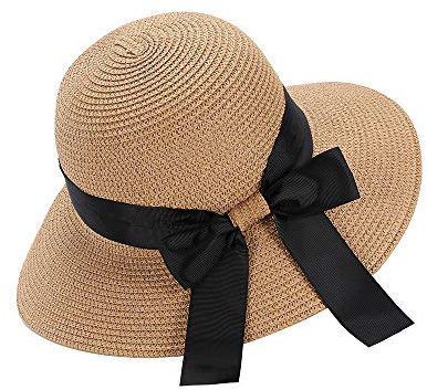 EightSpace Chapeau de Soleil Femme Été, Chapeau de Paille Pliable à Large Bord, Soleil Anti UV Élégant Chic de Soleil Beach Chapeaux
