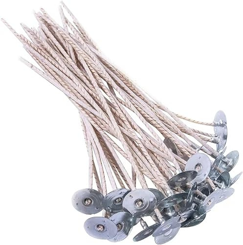 100 mechas ECO2 para Velas de Soja, Mecha de Vela preencerada de 8 Pulgadas para Hacer Velas, Mecha de Vela Gruesa con Base