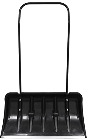 BAUSTER® Schneeschaufel 82 cm mit Rädern und ergonomischem Griff Schneewanne mit Alu-Profilkante Metall-Stiel Kunststoff-Blatt Schneeschieber Eckig robuste Kratzschaufel Aluminiumkante