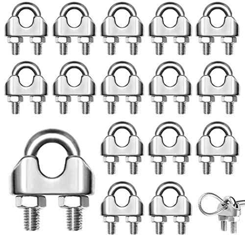 20 Stück Drahtseilklemme M4 Seilklemme Edelstahl 304 Bügelklemmen Seilklemme für Drahtseile Stahlkabel Seilen Ø 4mm
