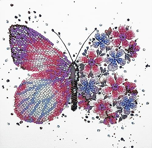 Abris Art Kit per ricamo di perline con ali rosa, kit fai da te per principianti, kit di perline fatto a mano dall'Ucraina. Elegante set da cucito, motivo ad ago, decorazione da parete colorata a