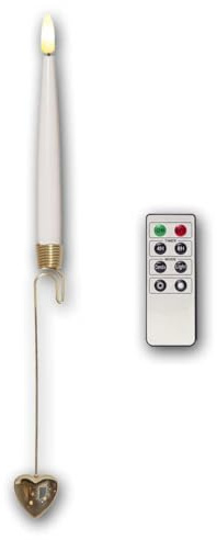 Uppsättning med 8 LED-julgransljus, vit, med fjärrkontroll och metallhållare, ljusfärg varmvit, timerfunktion, permanent ljus, flimmerljus