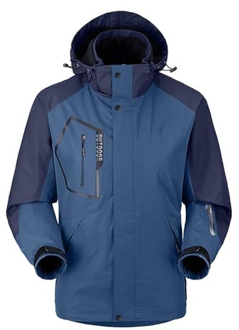 DondPO Winterjacke Wasserdicht Herren Wasserdicht Übergröße Gefüttert Winterparka Snowboardjacke Kapuze 4Xl Warm Multifunktionsjacke Winterjacke Winddichte Dunkelblau Xxl Skijacke Outdoorjacke