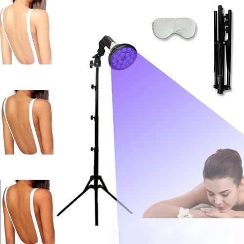 FAcoLL Lampada abbronzante da 54 W per Corpo e Viso, Dispositivo autoabbronzante per Prendere Il Sole a casa con Maschera per Gli Occhi + treppiede ad Altezza Regolabile (38,5-78,7 Pollici)