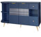SogesHome Buffets Sideboard für Esszimmer Wohnzimmer Aufbewahrungsschrank mit Glasschiebetüren LED-Leuchten Holzanrichte Freistehende Schrank Buffetschrank aus MDF, 130 x 40 x 80 cm, Blau