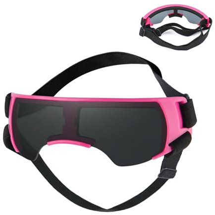 Hundsolglasögon, små raser, hundglasögon för små hundar, vindtäta UV-glasögon för hundar, hundglasögon UV-skydd för liten till medelstor ras, hund (rosa)