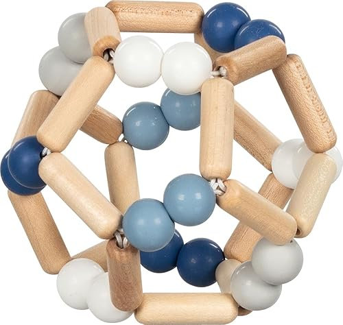goki baby 65345 - Greifling Ball aus Holz und Silikon für Babys – Made in Germany, Blau, Jungen, Natürliches Motorikspielzeug zur Förderung des Greifreflexes und der Sprachentwicklung, ab Geburt