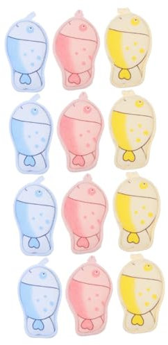 Healvian 12pcs Newborn Essentials Adorable Cartoon Shower Sponges Brush Safe for Boys and Girls Bath