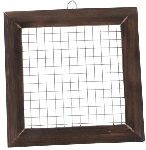 IWOWHERO Eleganter Pflanzenhänger Aus Hirschhornfarn Aus Holz Metallgitterrahmen Zur Dekoration