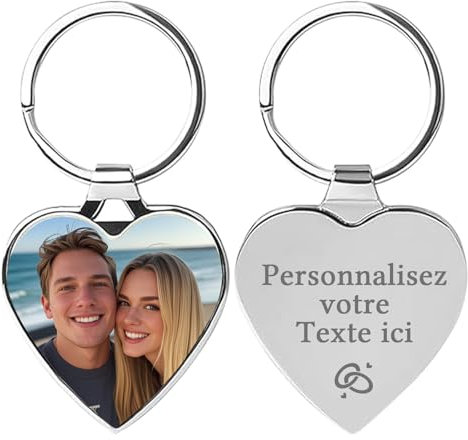 Porte Clef Personnalisable Porte Clé Personnalisé Personnalisables Texte Photo Porte Clé Photo Personnalisable Cadeau Pour Hommes Femmes Papa Petit Ami (Cœur)
