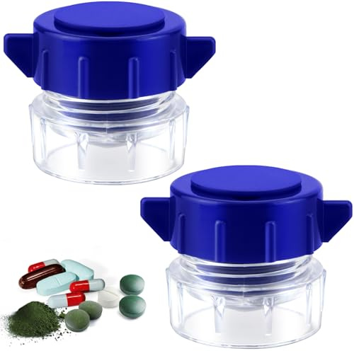 Poeland 2er-Pack Tablettenzerkleinerer, Tragbarer Tablettenmörser mit Aufbewahrungsbox für kleine und große Tabletten