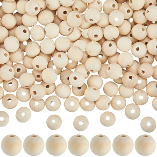 SOFPLATE 250 pz Perline di Legno Naturale 14mm Perline di Legno Sciolte macramè Piccola Palla Rotonda Foro Non Rifinito Burlywood Distanziatori Lisci Accessori per La Creazione di Gioielli Bracciale