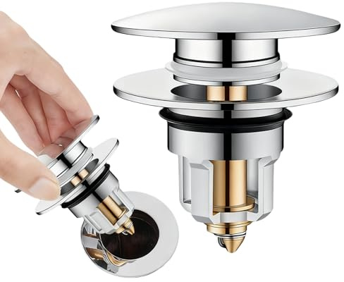 XRVRILE Tappo per lavandino, 25 – 46 mm, tappo per lavandino, tappo per capelli, in ottone pop up, valvola di scarico con filtro di scarico, durevole, ricambio per bagno, cucina, lavello