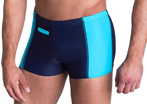 Aquarti Herren Badehose mit Reißverschlusstasche Badeshorts, Farbe: Dunkelblau/Blau, Größe: 3XL