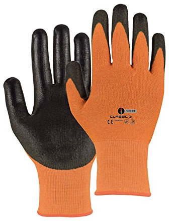 Schnittschutz Arbeitshandschuhe - 10 Paar - Montagehandschuhe - Schnittschutzhandschuhe - Schnittschutzklasse 3 - Farbe: orange/schwarz - Gr. 9 (L)