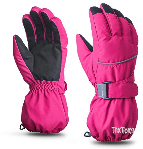 ThxToms Kinder Ski Handschuhe Winter Skihandschuhe -15℃ | Winddicht Wasserdicht Warm | Oxford Palme Verdickt Kalt Wetter | Outdoor Sports Snowboard Skifahren | für Junge Mädchen