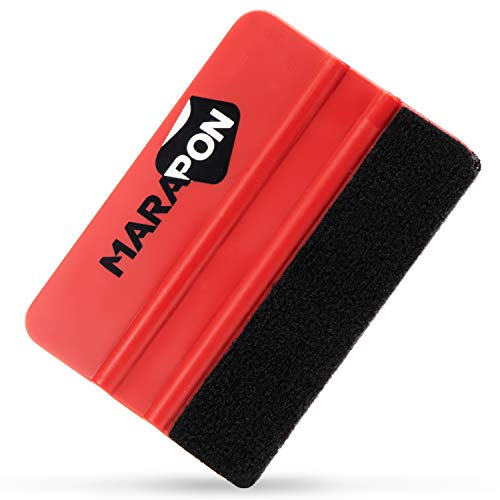 MARAPON® Spatola per Pellicole Adesive [10x7.3 cm] con Rivestimento in Feltro - Per Pellicole per Vetri Finestre o Auto - Raschietto Silicone Adatto Anche per Pellicole in Carbonio o Alcantara