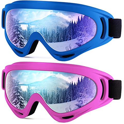 2-Pack Kids Ski Goggles, Snowboard Goggles for Adult Youth Teens Boys & Girls, Winter Snow Sports Goggles